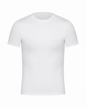 Spanx Zero Sculpt Cotton Modal Crew Neck Men's Undershirts White | 75DPGAIEC