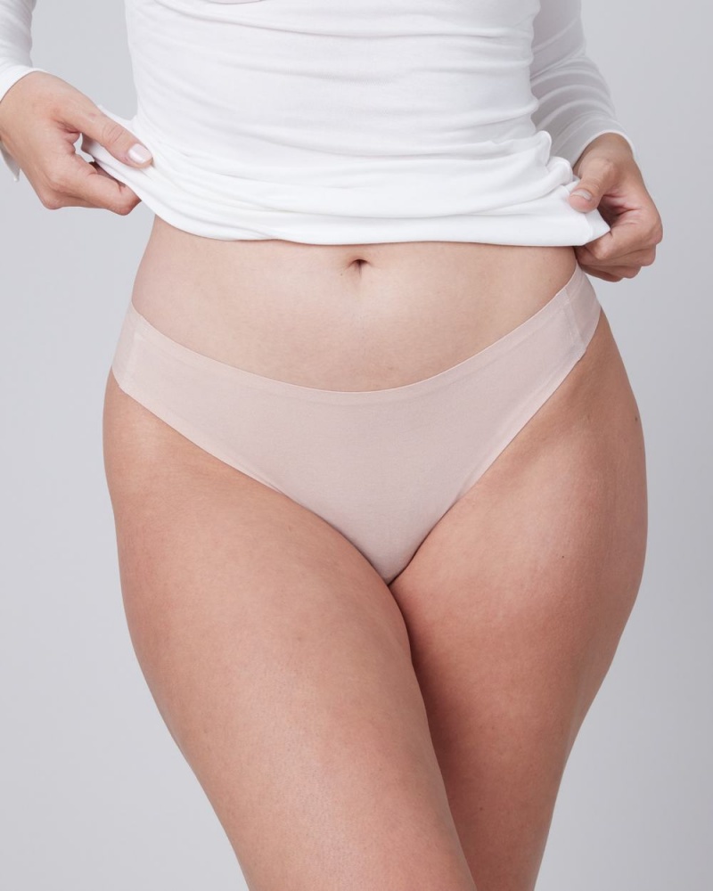 Spanx Ahhh-llelujah® Pima Cotton ‘Fit to You’ Women\'s Thong Beige | 59ODTFQZS