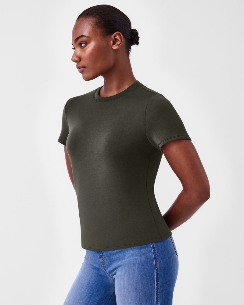 Spanx AirEssentials Cap Sleeve Women's Tops Olive | 24GLTWJNU