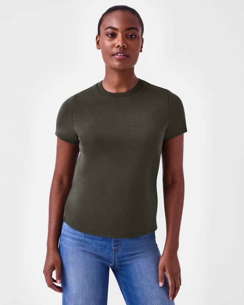 Spanx AirEssentials Cap Sleeve Women\'s Tops Olive | 24GLTWJNU