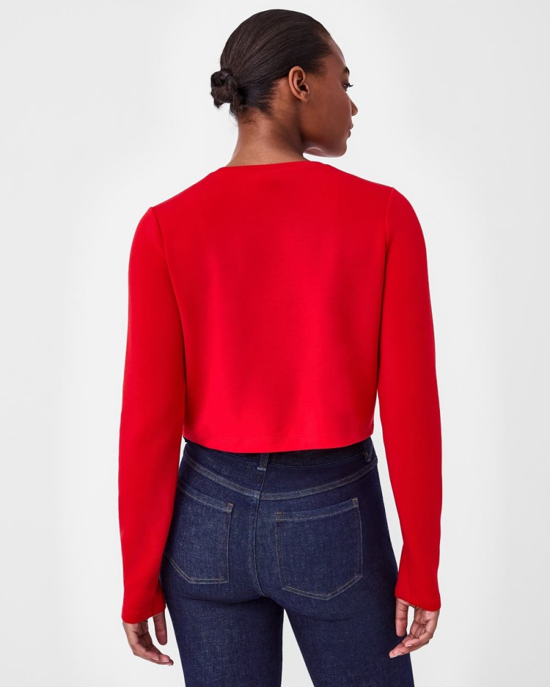 Spanx AirEssentials Cropped Long Sleeve Women's Tops Red | 78FKLOPNU