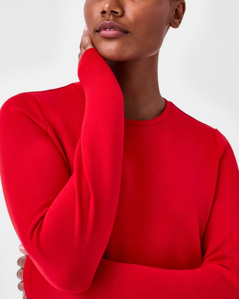 Spanx AirEssentials Cropped Long Sleeve Women's Tops Red | 78FKLOPNU