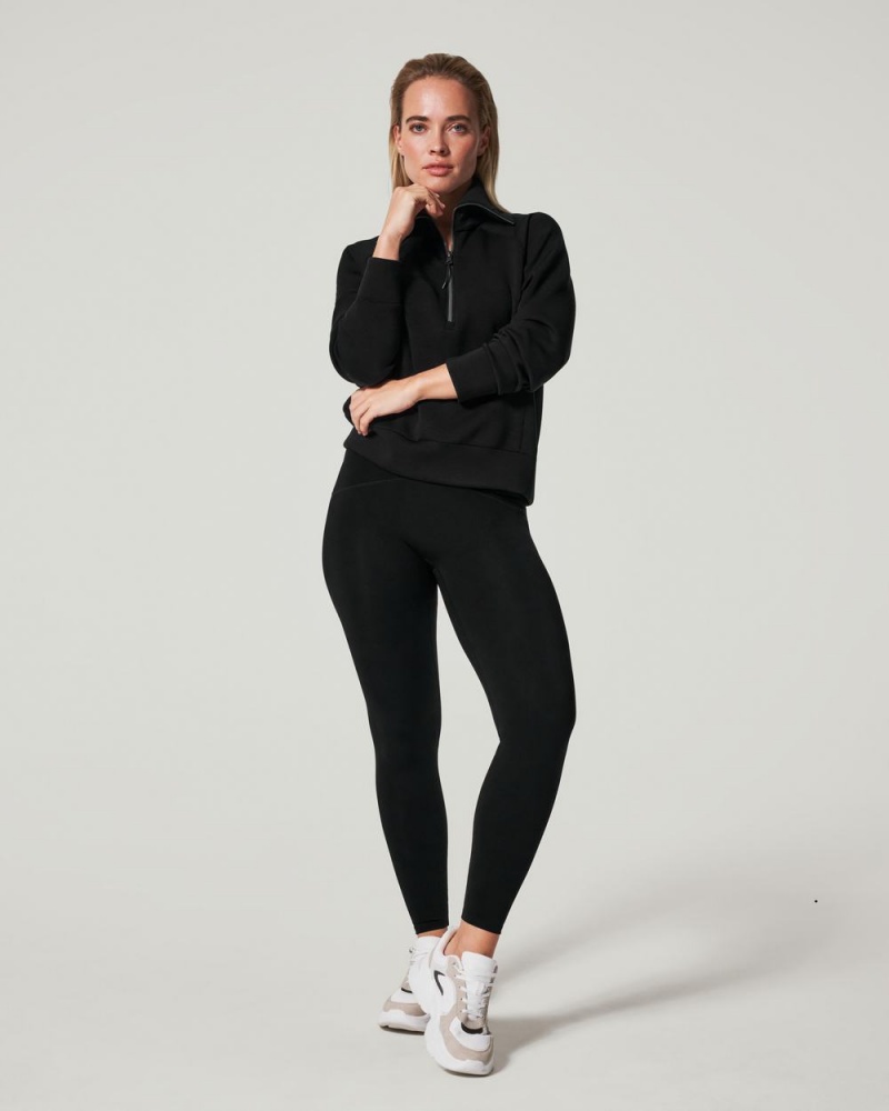 Spanx AirEssentials Half Zip Women's Tops Black | 90DIZQPJU