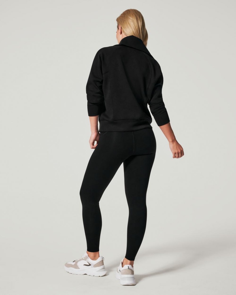 Spanx AirEssentials Half Zip Women's Tops Black | 90DIZQPJU