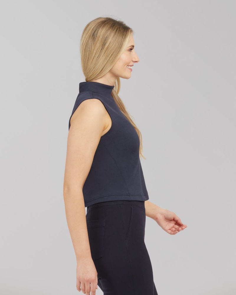 Spanx AirEssentials Mock Neck Women's Tops Navy | 56ZUSRNJT