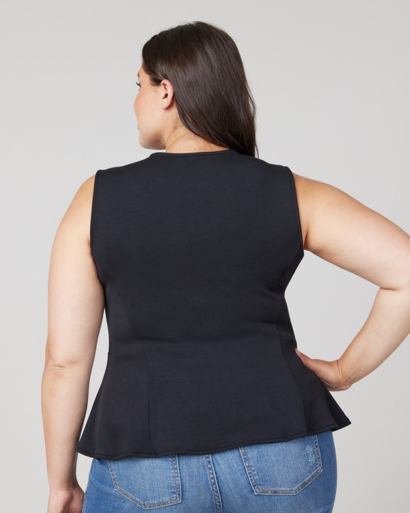 Spanx AirEssentials Peplum ‘At-the-Hip’ Women's Tops Black | 21TQDUACS