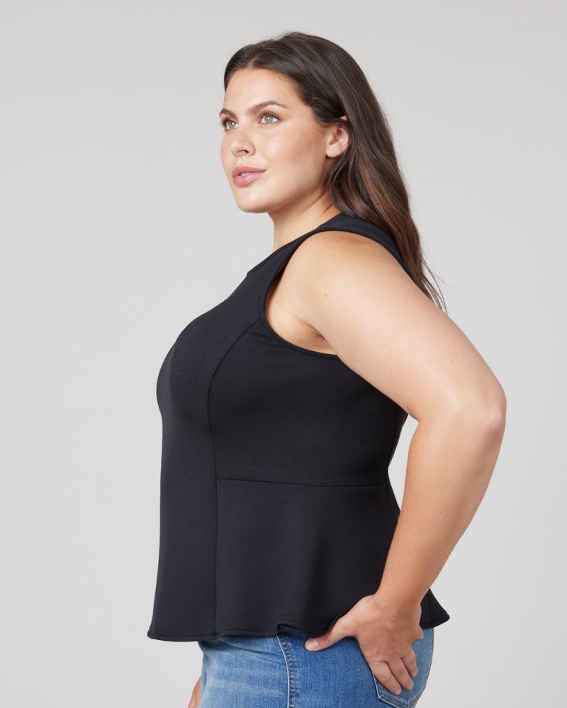 Spanx AirEssentials Peplum ‘At-the-Hip’ Women's Tops Black | 21TQDUACS