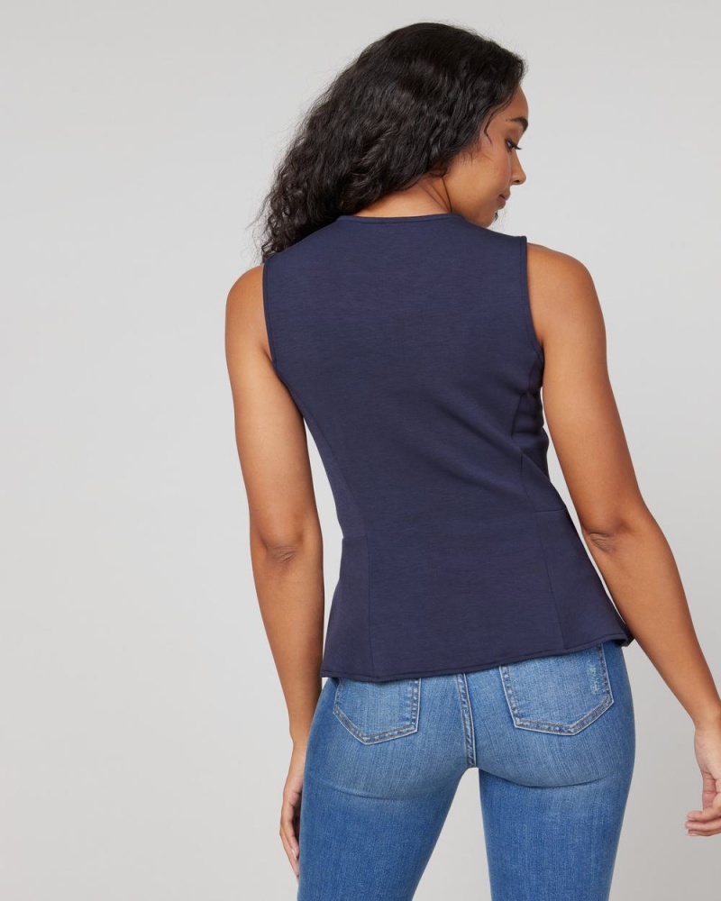 Spanx AirEssentials Peplum ‘At-the-Hip’ Women's Tops Navy | 08ZVNSTMP