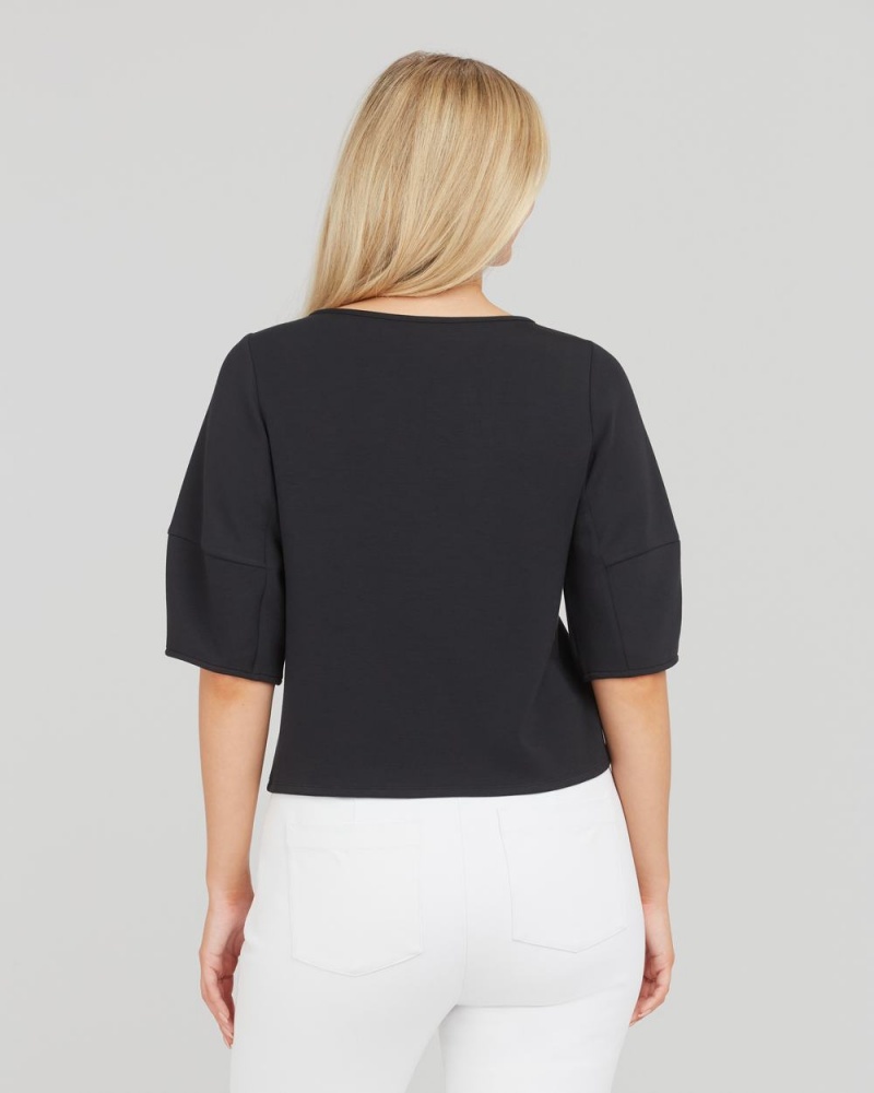 Spanx AirEssentials Puff Sleeve ‘At-the-Hip’ Women's Tops Black | 97XZIDPMH