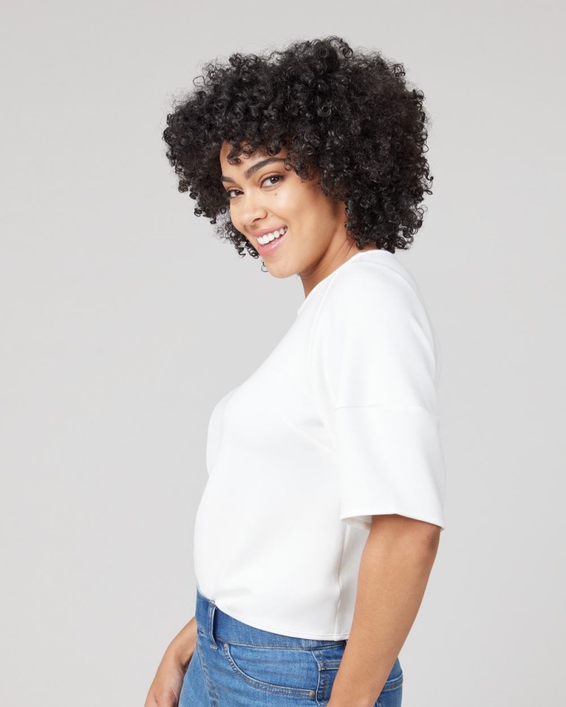 Spanx AirEssentials Puff Sleeve ‘At-the-Hip’ Women's Tops White | 89TQNWCUX