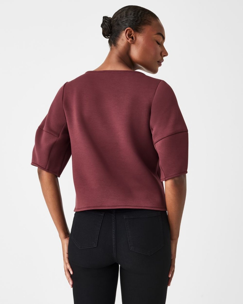 Spanx AirEssentials Puff Sleeve ‘At-the-Hip’ Women's Tops Brown | 86BYMQHLF