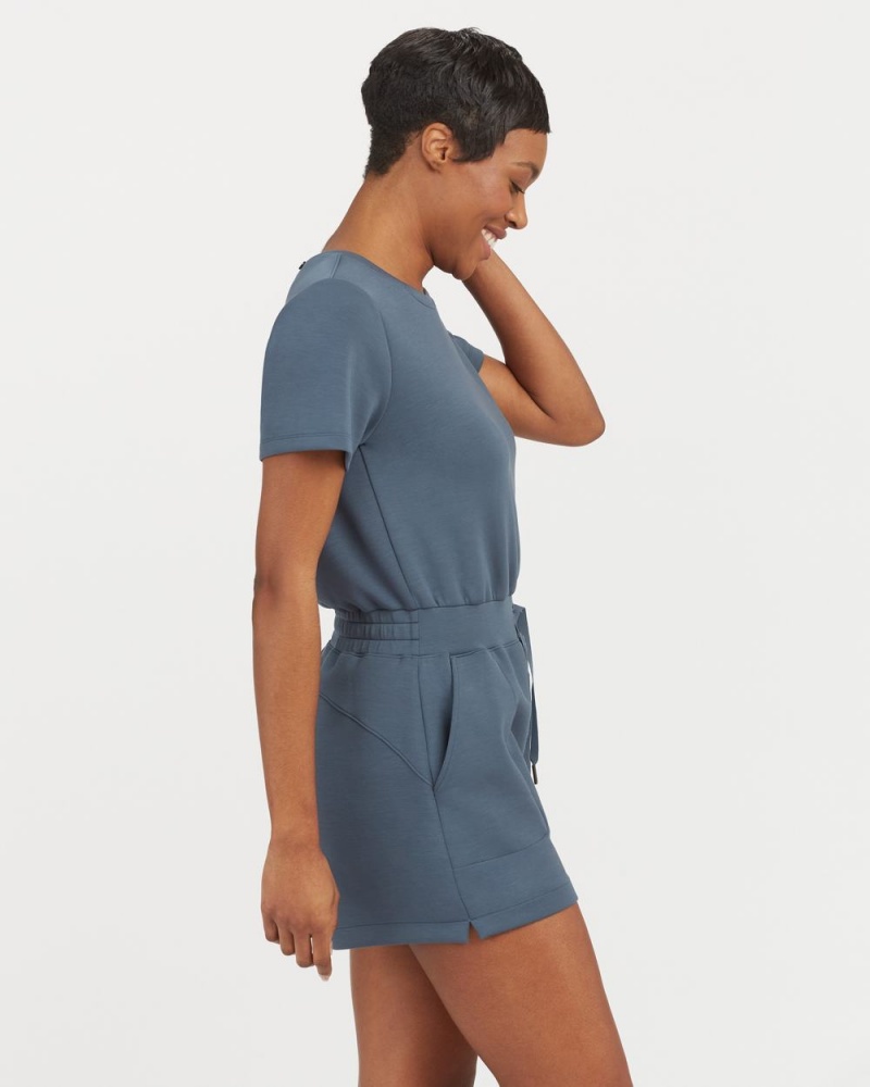 Spanx AirEssentials Short Sleeve Romper Women's Jumpsuits Blue | 81FQYZBTX