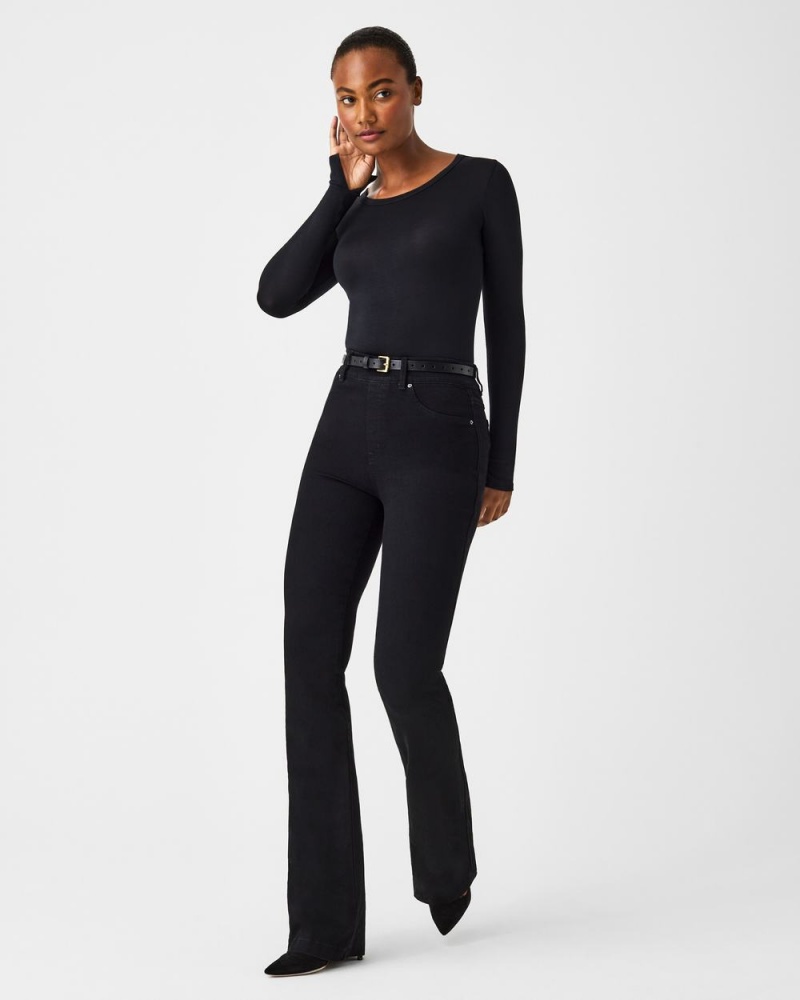 Spanx Better Base Long Sleeve Crew Women's Tops Black | 54BFCRHGU