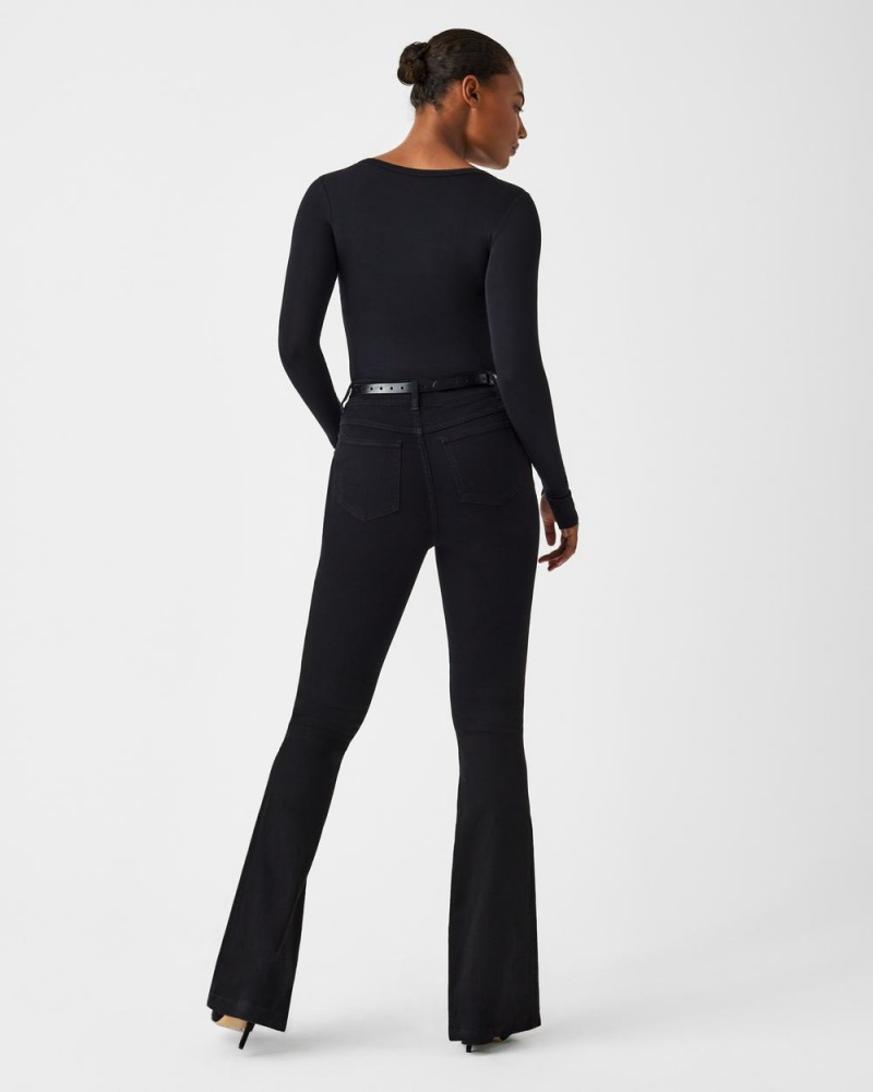 Spanx Better Base Long Sleeve Crew Women's Tops Black | 54BFCRHGU