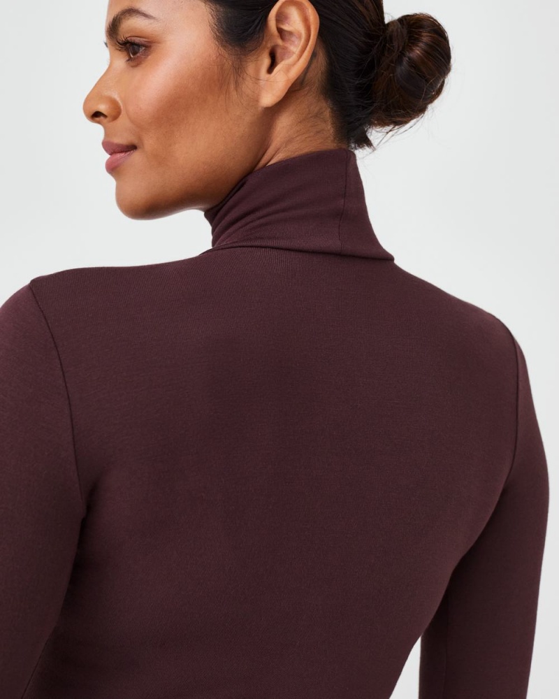 Spanx Better Base Long Sleeve Turtleneck Women's Tops Pink Chocolate | 50CBLZPAN