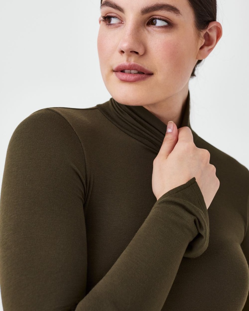 Spanx Better Base Long Sleeve Turtleneck Women's Tops Green | 62PGVWQDB