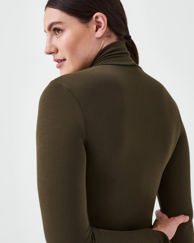 Spanx Better Base Long Sleeve Turtleneck Women's Tops Green | 62PGVWQDB