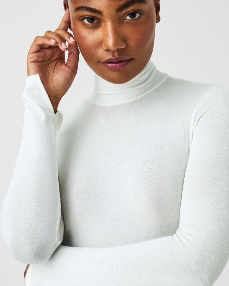 Spanx Better Base Long Sleeve Turtleneck Women's Tops White | 03UCGAVPR