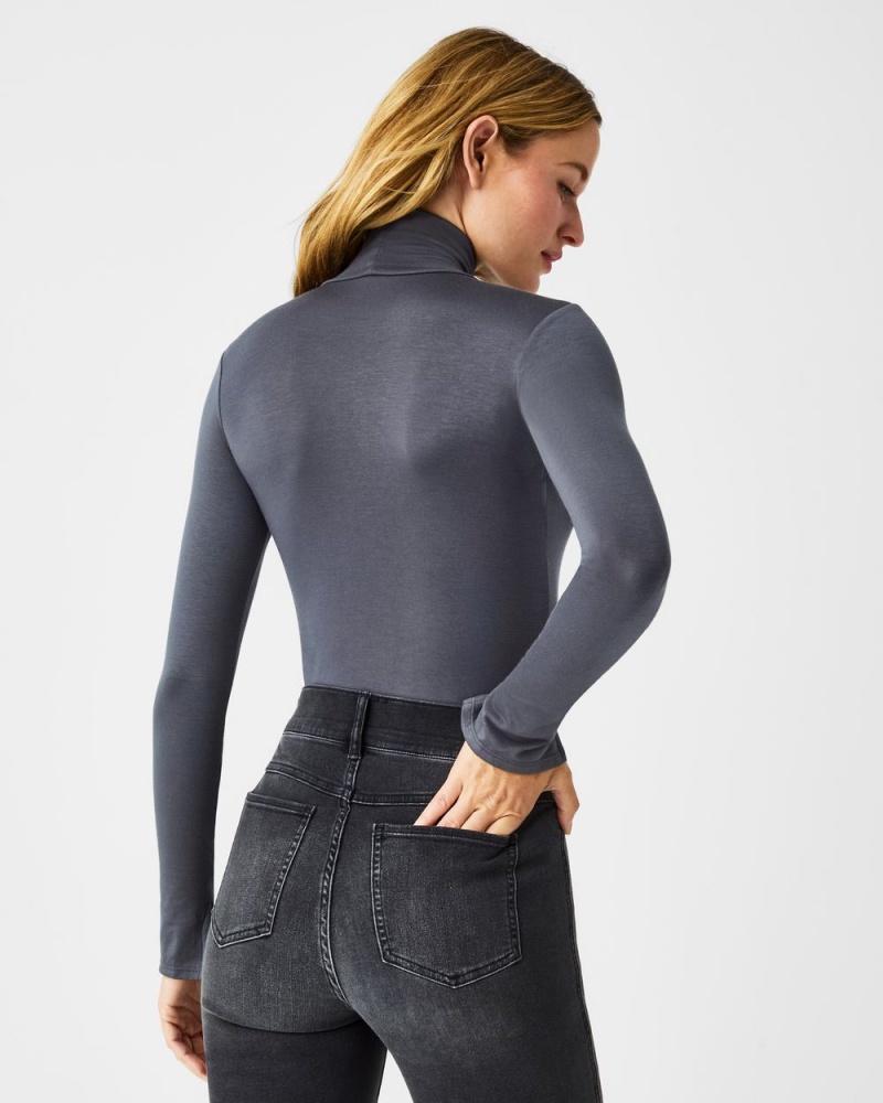 Spanx Better Base Long Sleeve Turtleneck Women's Tops Grey | 41BANIKDL