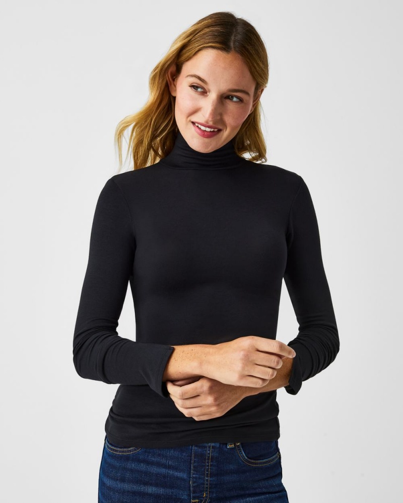 Spanx Better Base Long Sleeve Turtleneck Women\'s Tops Black | 64LAGSIOT