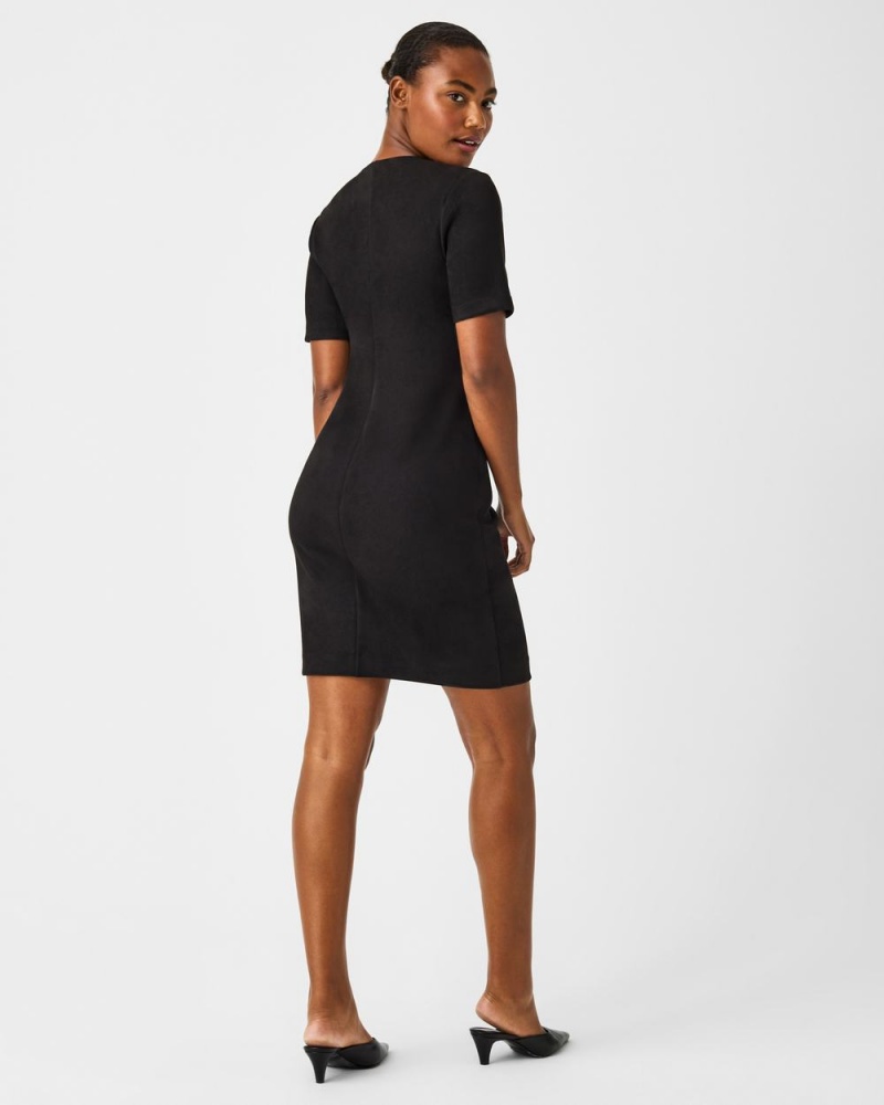 Spanx Faux Suede Column Women's Dresses Black | 91TNXAIBL