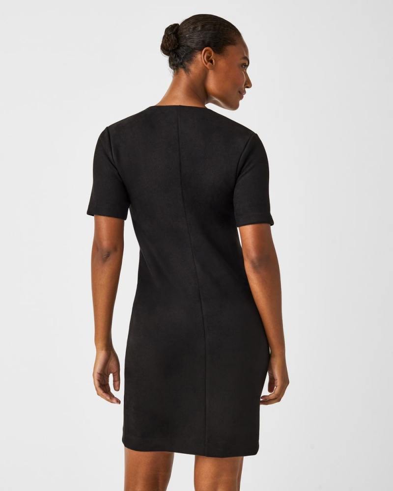 Spanx Faux Suede Column Women's Dresses Black | 91TNXAIBL