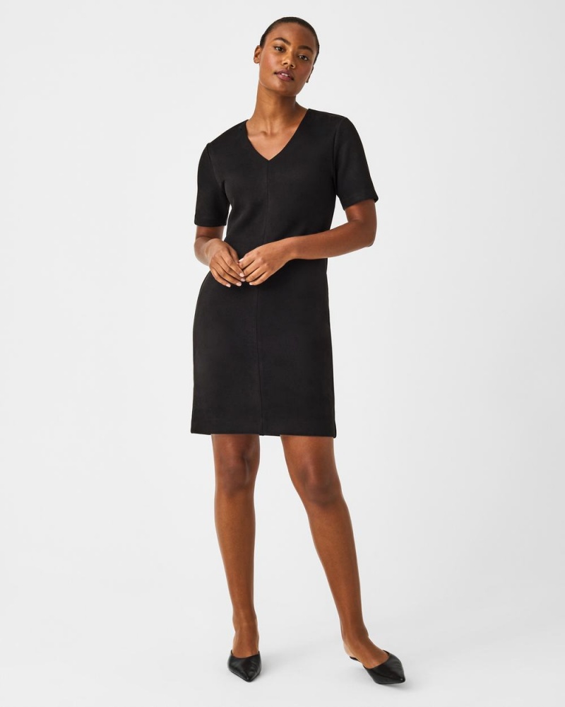 Spanx Faux Suede Column Women\'s Dresses Black | 91TNXAIBL