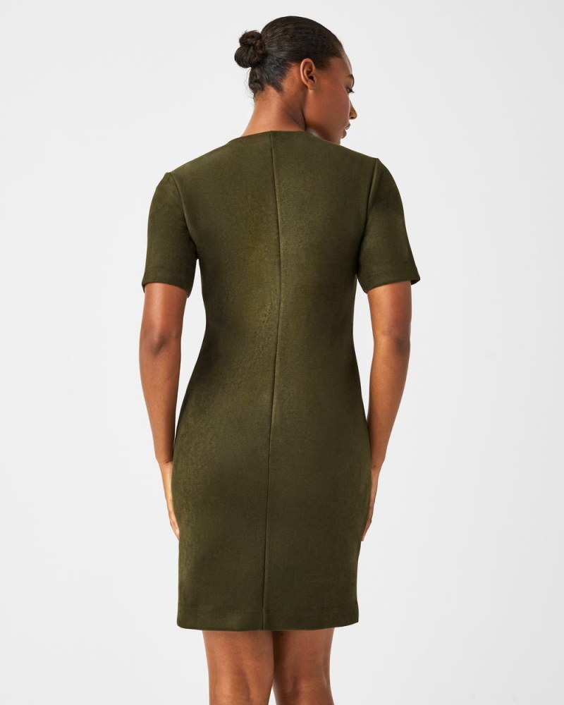 Spanx Faux Suede Column Women's Dresses Green | 07KJNFWVR