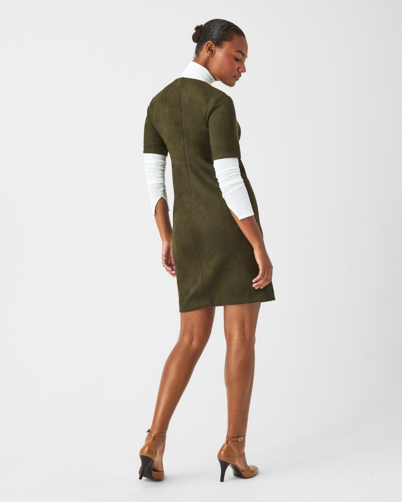 Spanx Faux Suede Column Women's Dresses Green | 07KJNFWVR