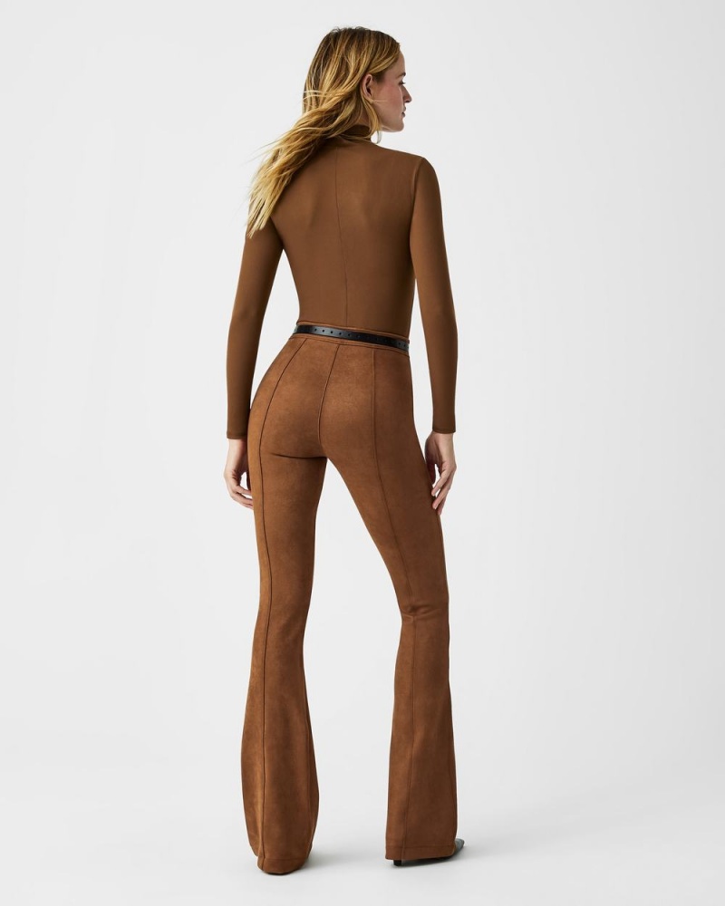 Spanx Faux Suede Flare Women's Pants Brown | 18YEUODJI