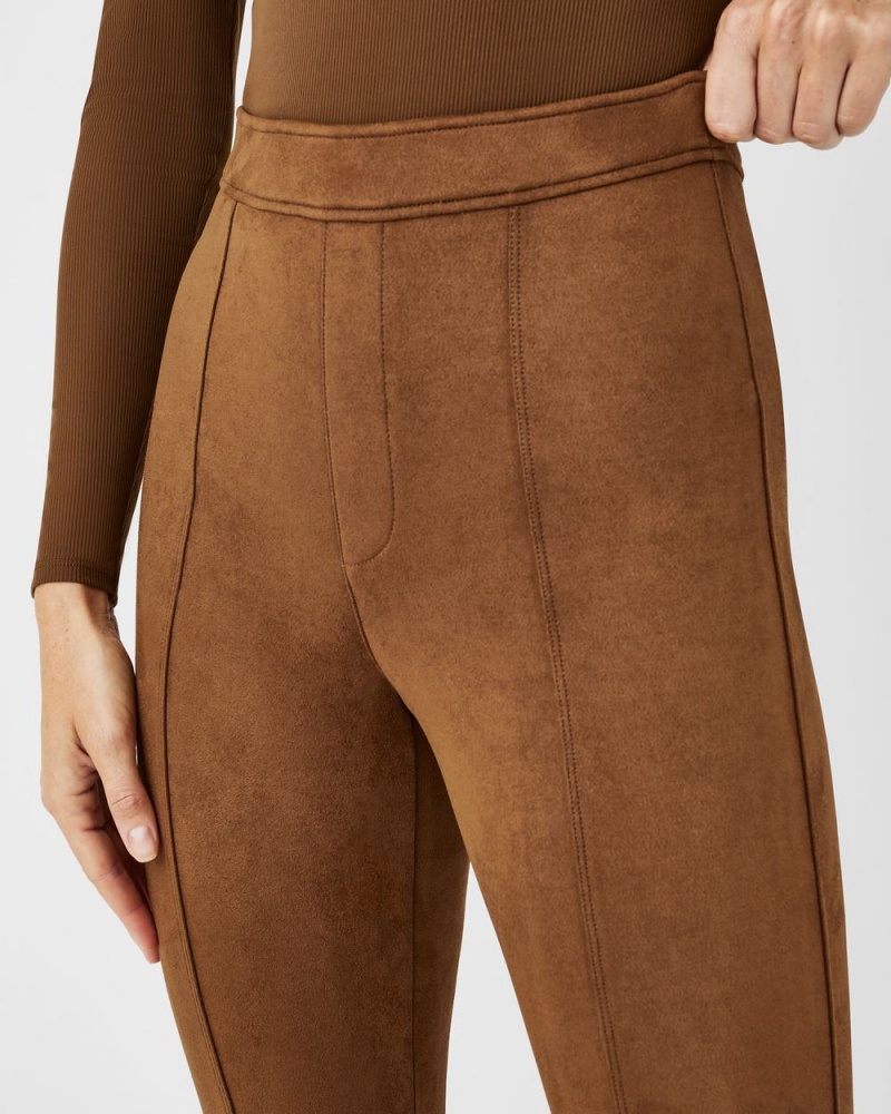 Spanx Faux Suede Flare Women's Pants Brown | 18YEUODJI