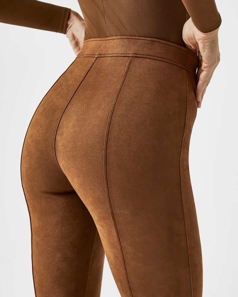 Spanx Faux Suede Flare Women's Pants Brown | 18YEUODJI