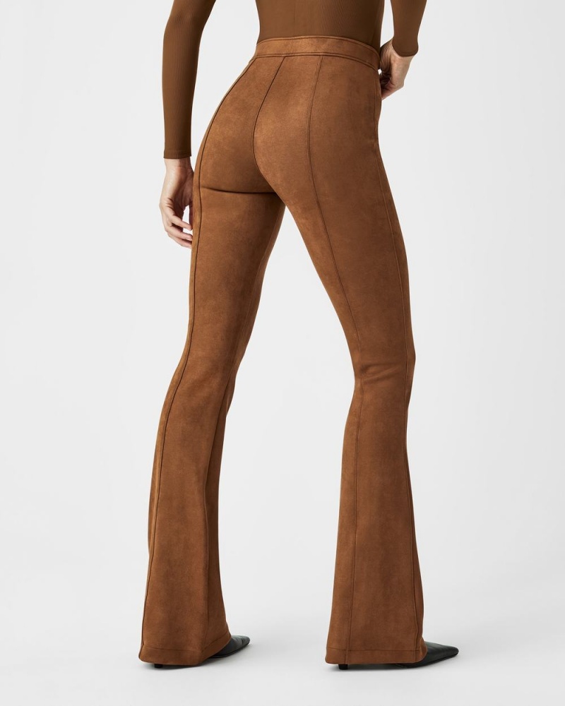 Spanx Faux Suede Flare Women's Pants Brown | 18YEUODJI