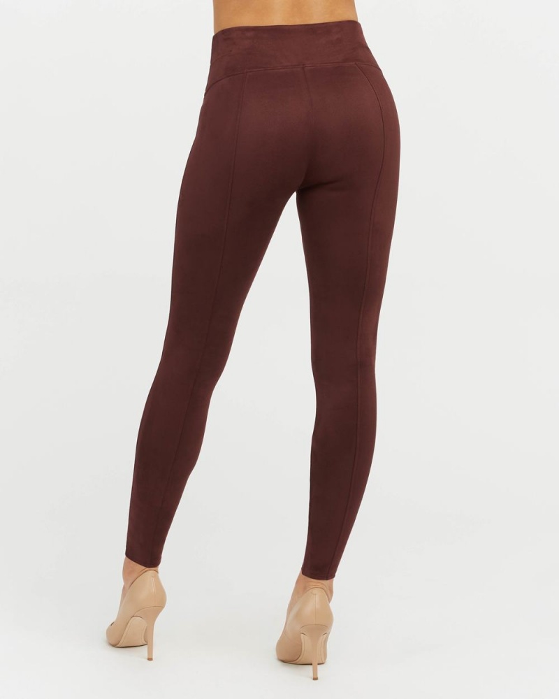 Spanx Faux Suede Women's Leggings Burgundy | 76PETJKYF