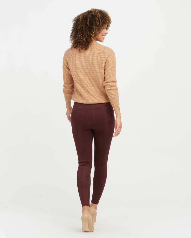 Spanx Faux Suede Women's Leggings Burgundy | 76PETJKYF