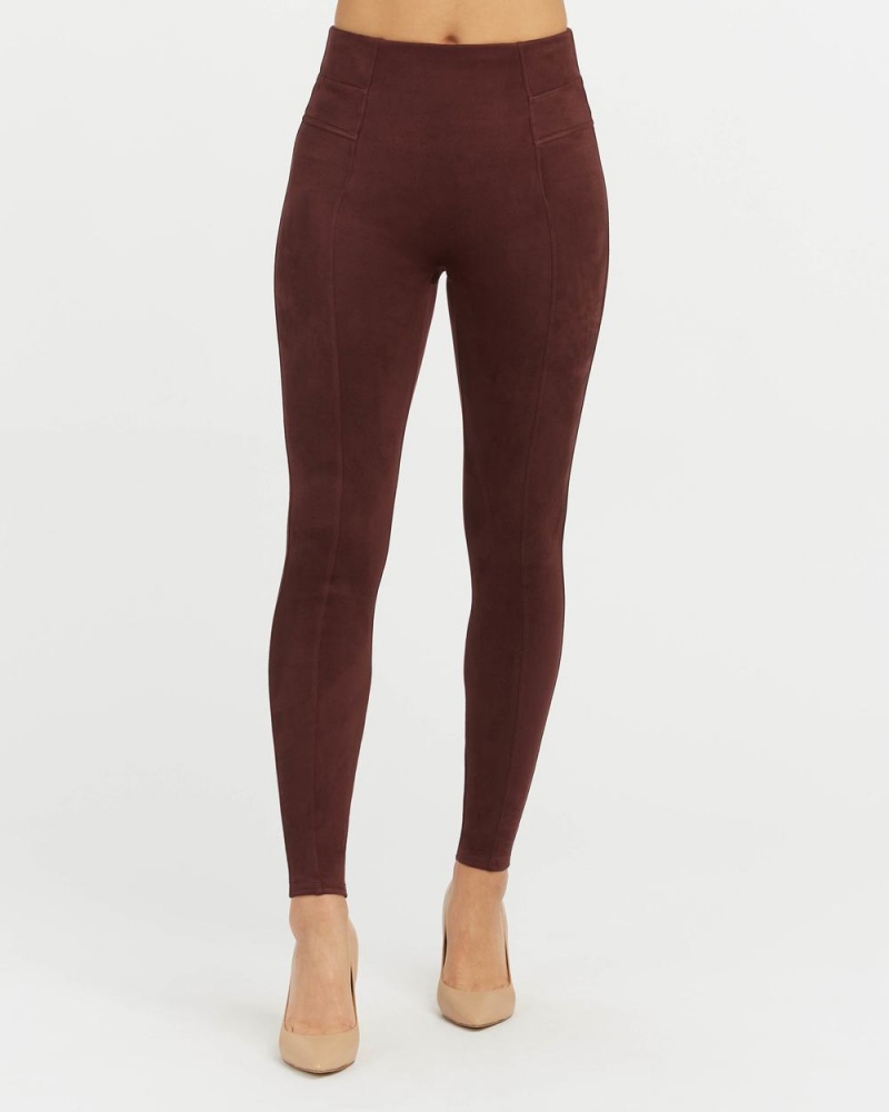 Spanx Faux Suede Women's Leggings Burgundy | 76PETJKYF