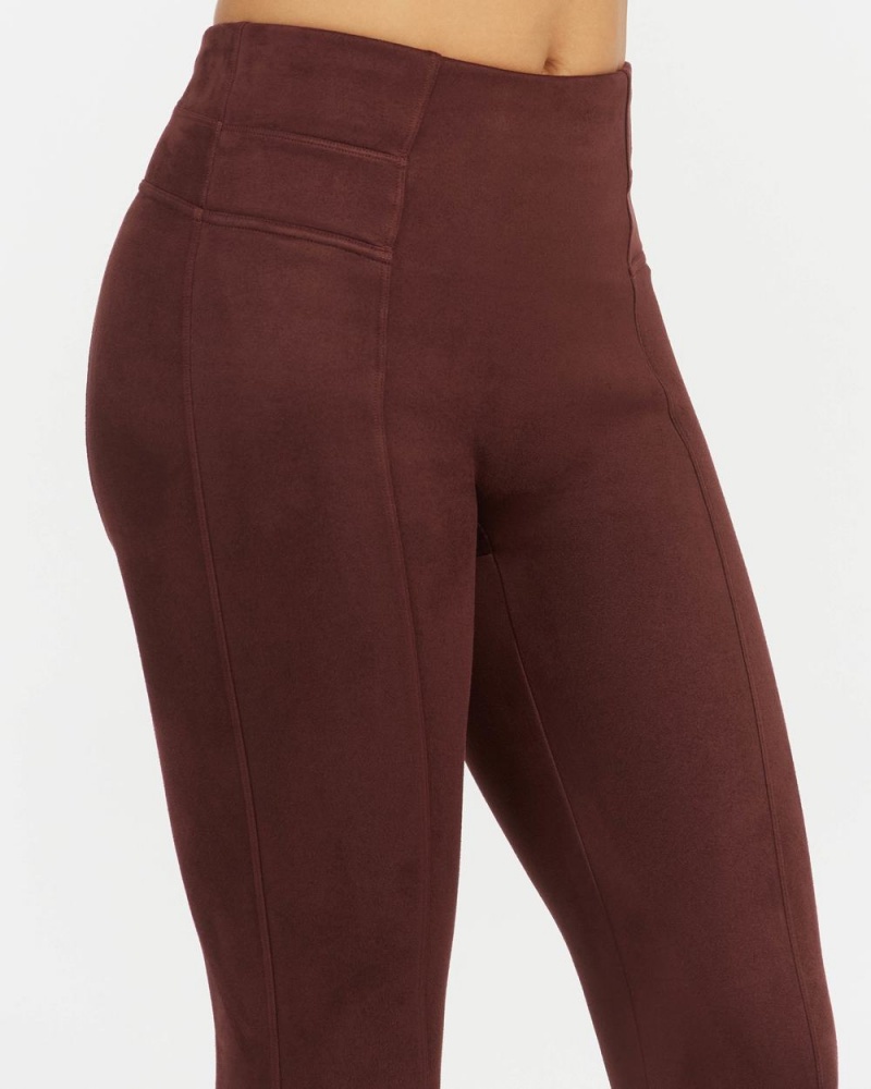 Spanx Faux Suede Women's Leggings Burgundy | 76PETJKYF