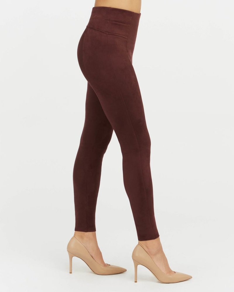 Spanx Faux Suede Women's Leggings Burgundy | 76PETJKYF