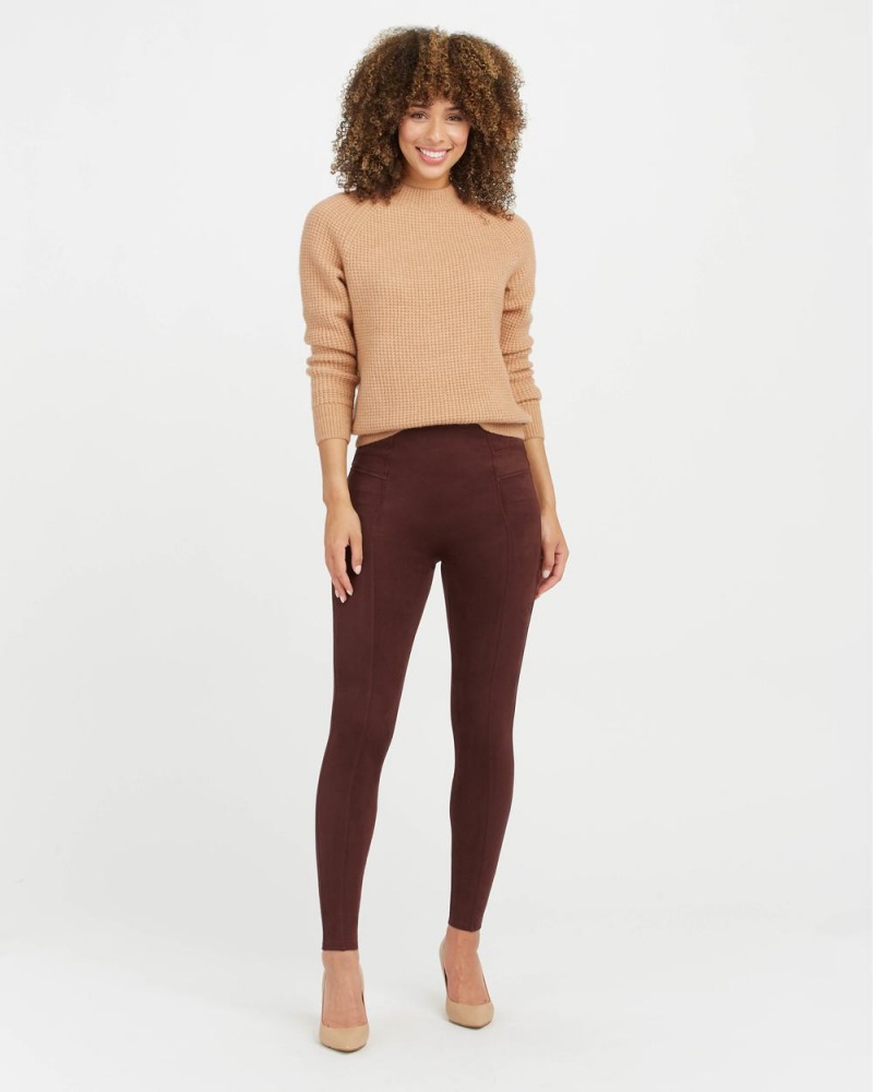 Spanx Faux Suede Women\'s Leggings Burgundy | 76PETJKYF