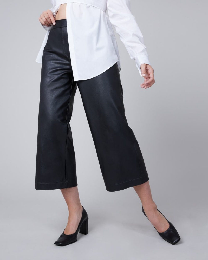 Spanx Leather-Like Culottes Women's Pants Black | 09OGXAMQV