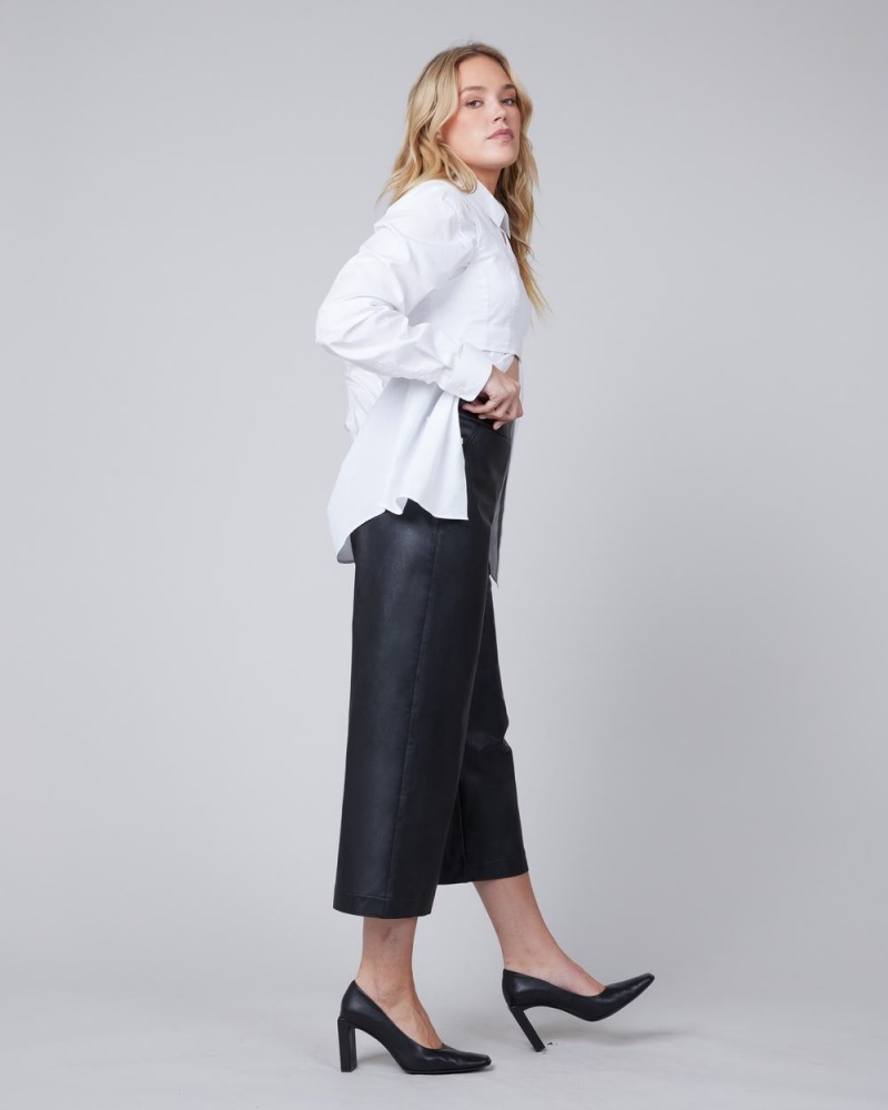 Spanx Leather-Like Culottes Women's Pants Black | 09OGXAMQV