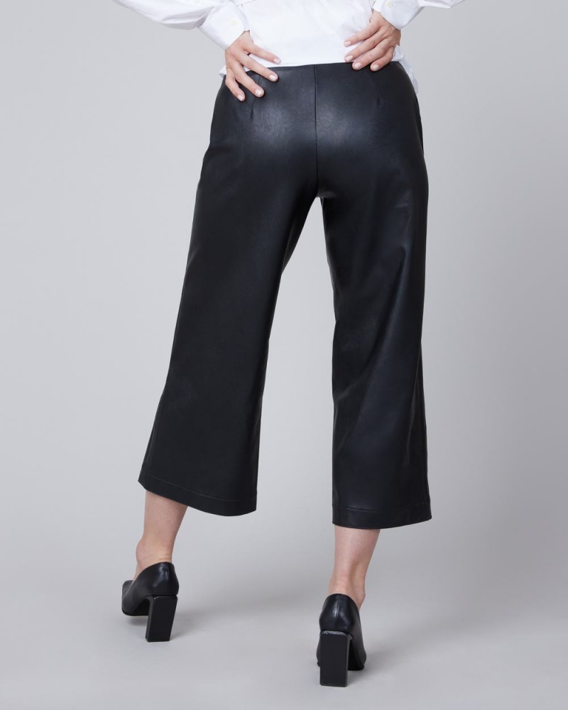 Spanx Leather-Like Culottes Women's Pants Black | 09OGXAMQV