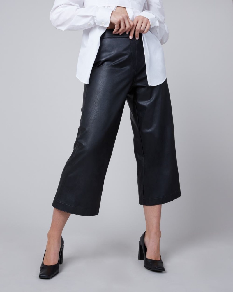 Spanx Leather-Like Culottes Women's Pants Black | 09OGXAMQV