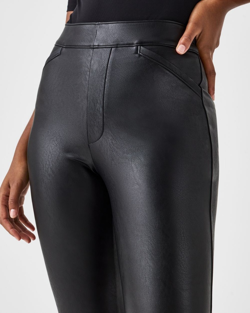 Spanx Leather-Like Flare Women's Pants Black | 59CILTHQD