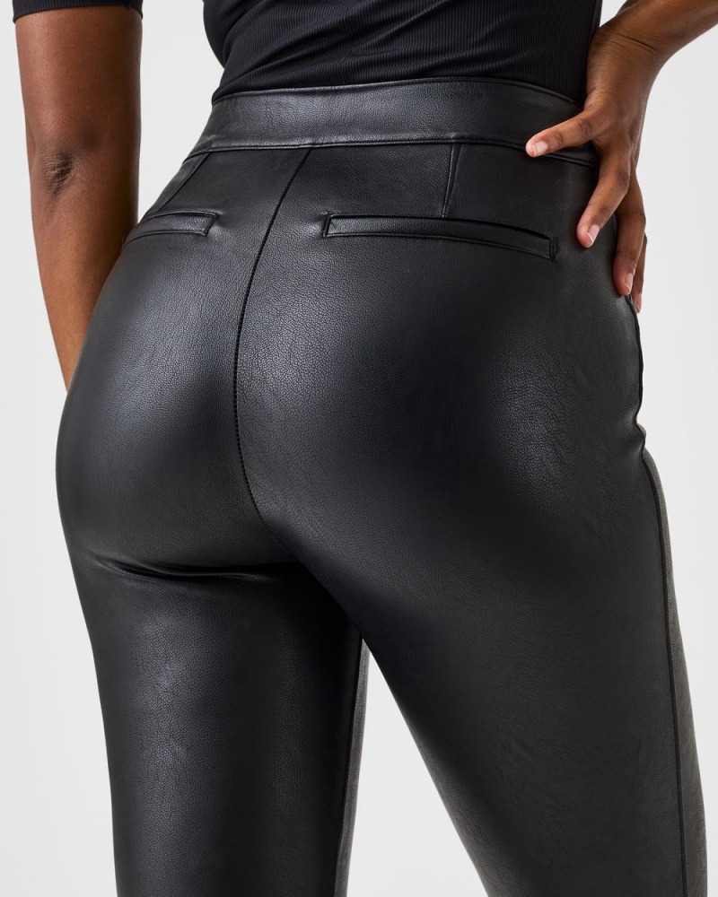 Spanx Leather-Like Flare Women's Pants Black | 59CILTHQD