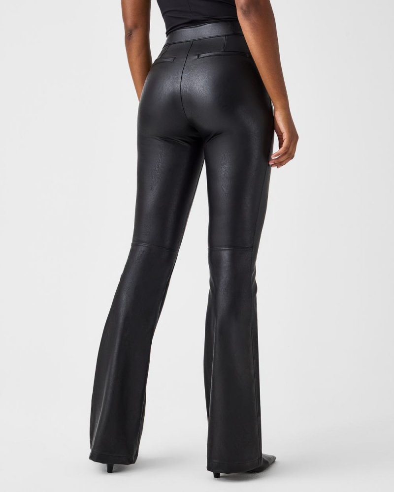 Spanx Leather-Like Flare Women's Pants Black | 59CILTHQD