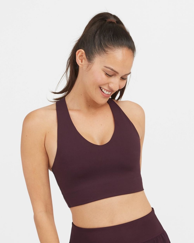 Spanx Longline Medium Impact Women\'s Sports Bras Purple | 15VBZEUSL