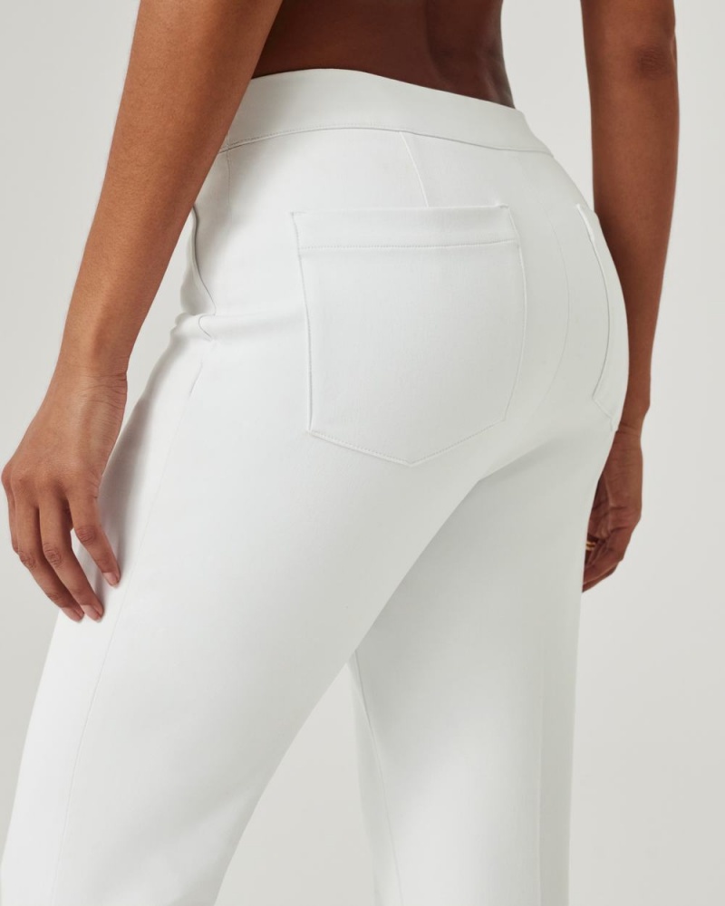 Spanx On-the-Go Ankle Slim Straight Pant with Ultimate Opacity Technology Women's Pants White | 94WGXVKUR