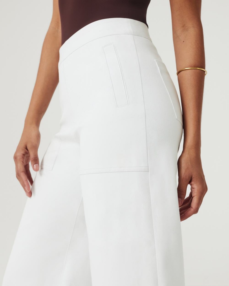 Spanx On-the-Go Wide Leg Pant with Ultimate Opacity Technology Women's Pants White | 98WNQGPIU