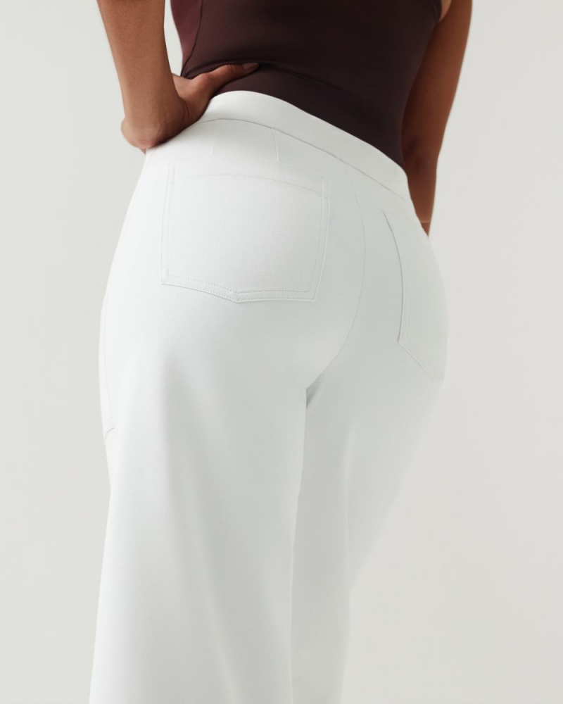 Spanx On-the-Go Wide Leg Pant with Ultimate Opacity Technology Women's Pants White | 98WNQGPIU